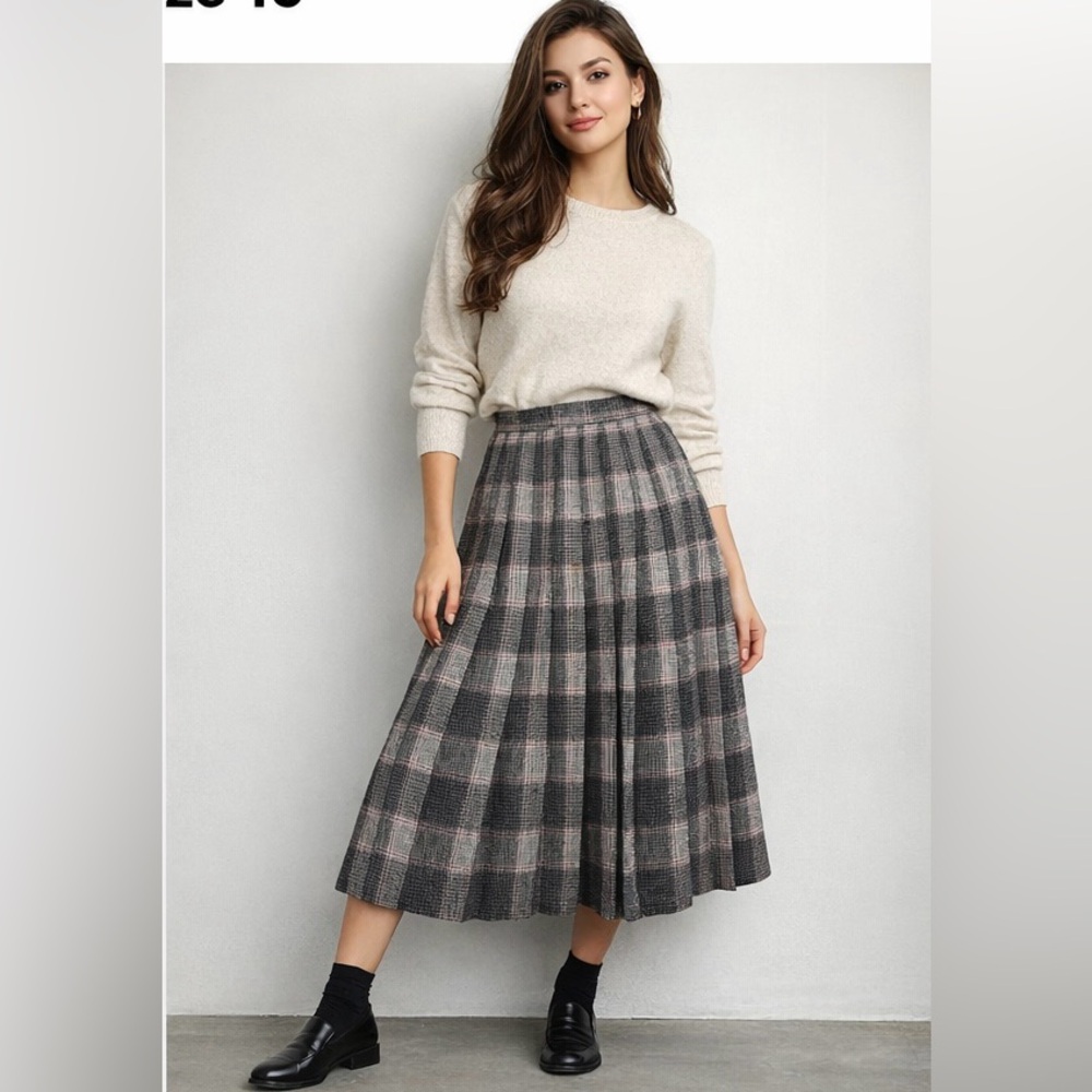 Vintage Pendleton Skirt Womens 10 Petite Plaid Wool Pleated Midi USA 80s 90s